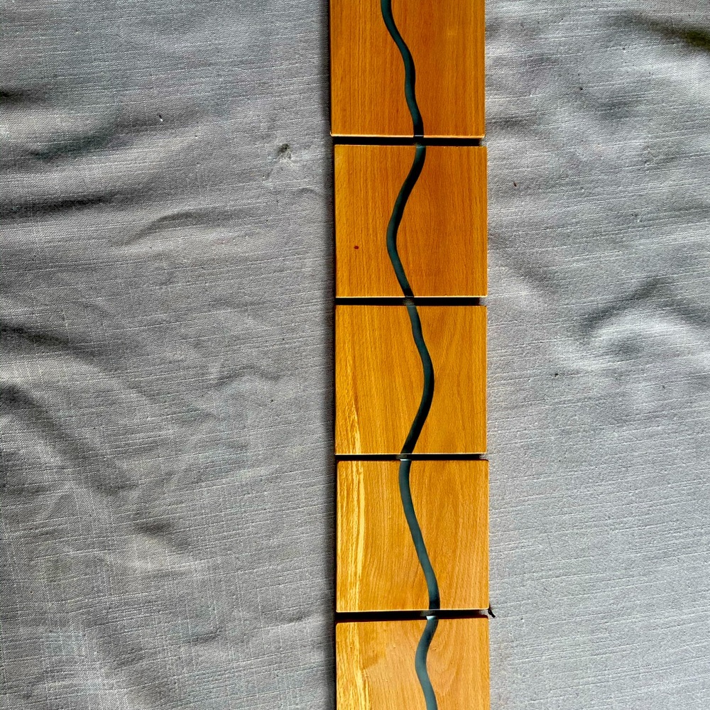 Set of 5 coasters with a river run design